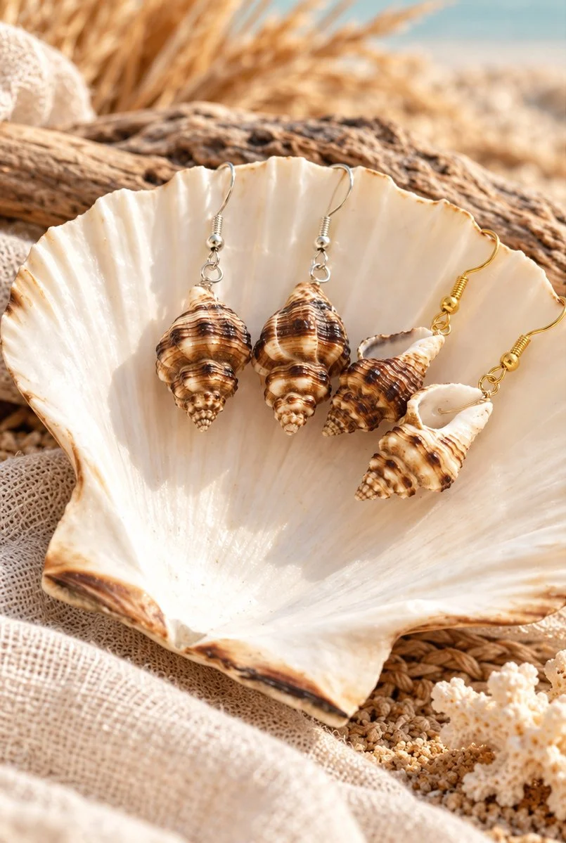 Nalu Conch Shell Earrings (Silver & Gold)