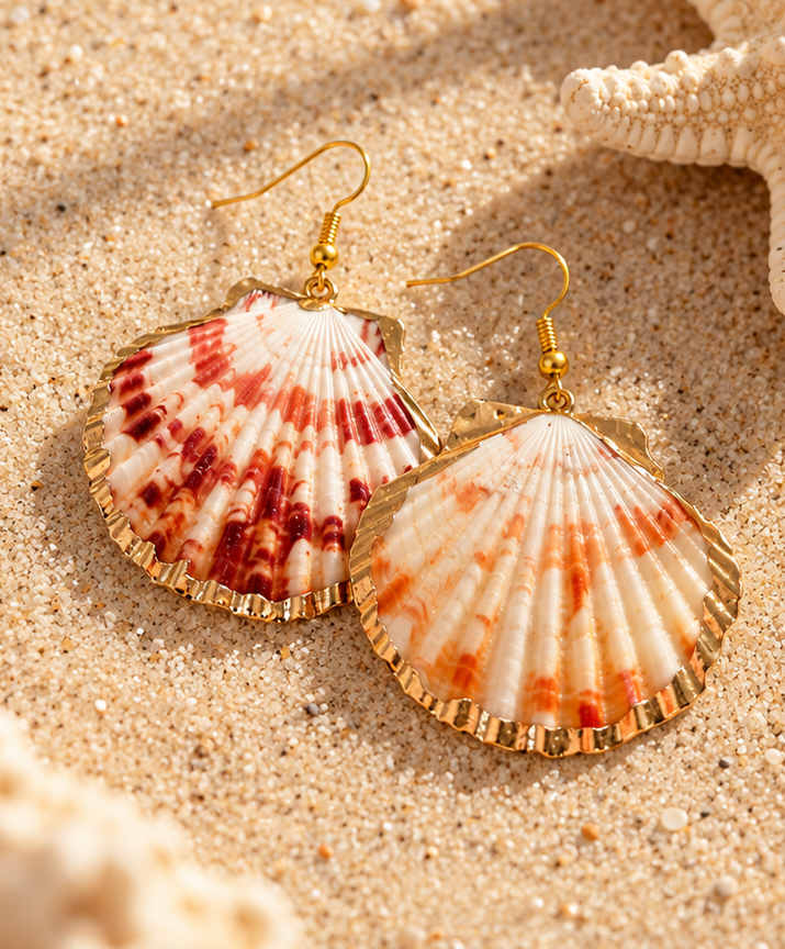 Scallop Shell Earrings on Sunlit Sand.png