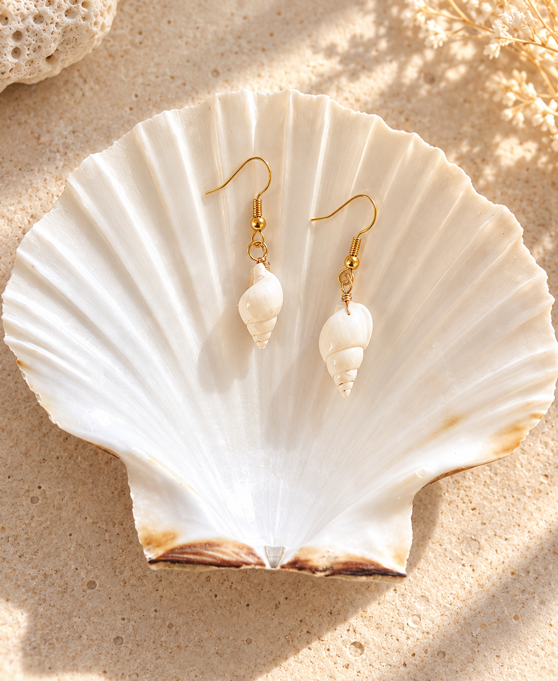 Elua Gold Seashell Drop Earrings
