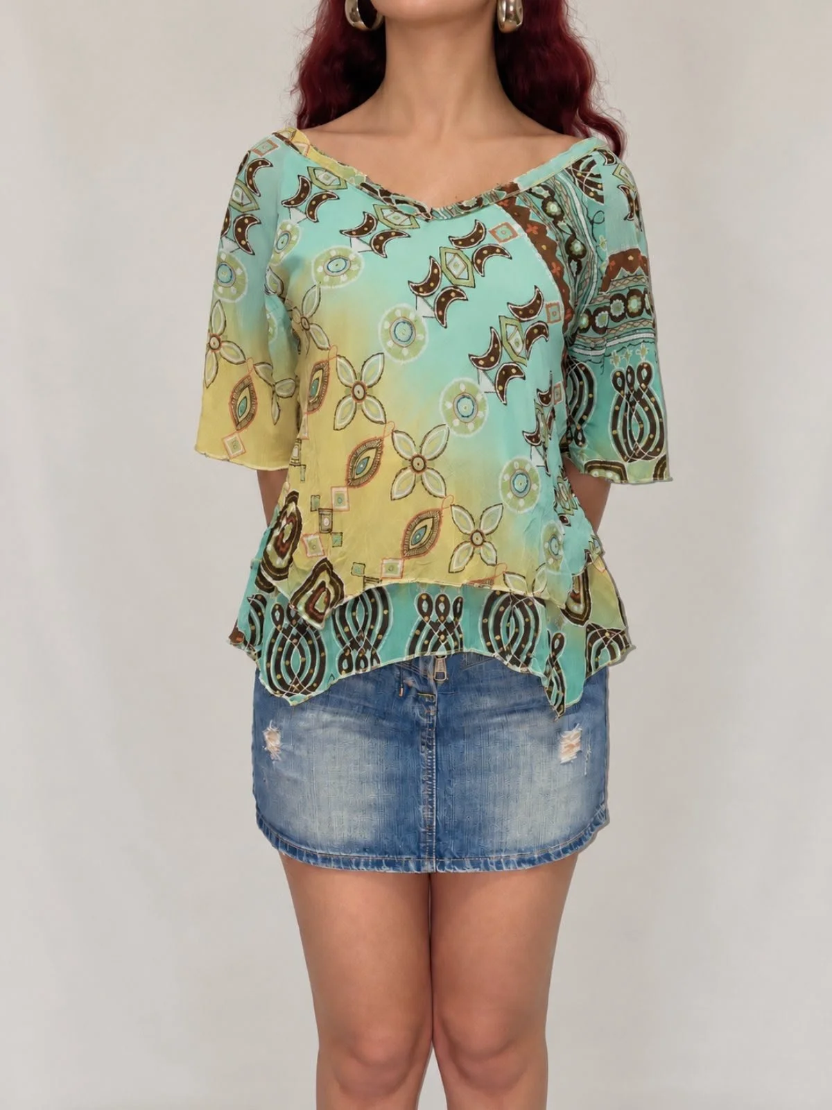 Flowing Turquoise/Yellow Top