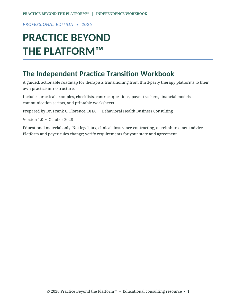 Independent Practice Transition Workbook