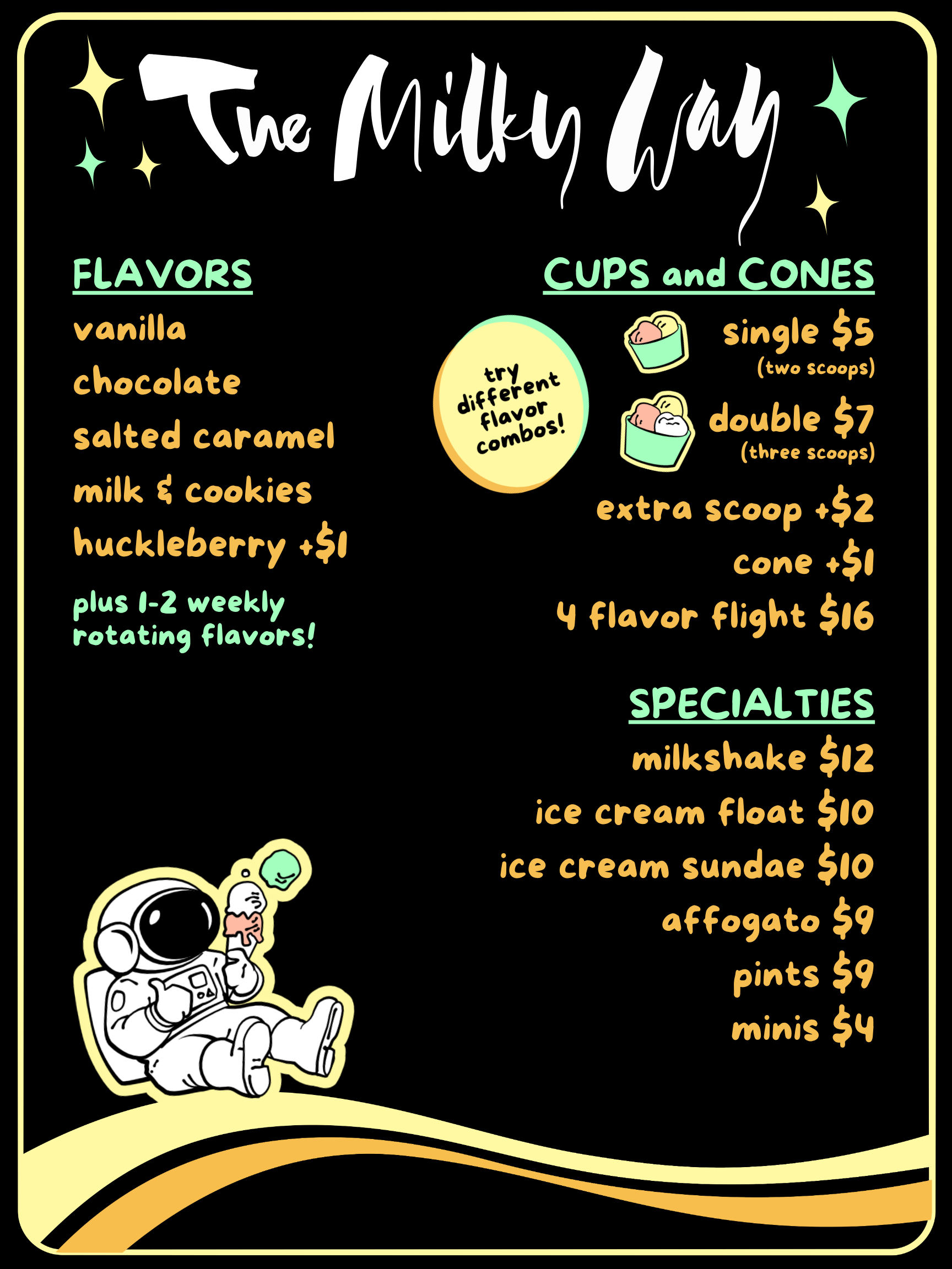 The Milky Way menu 1