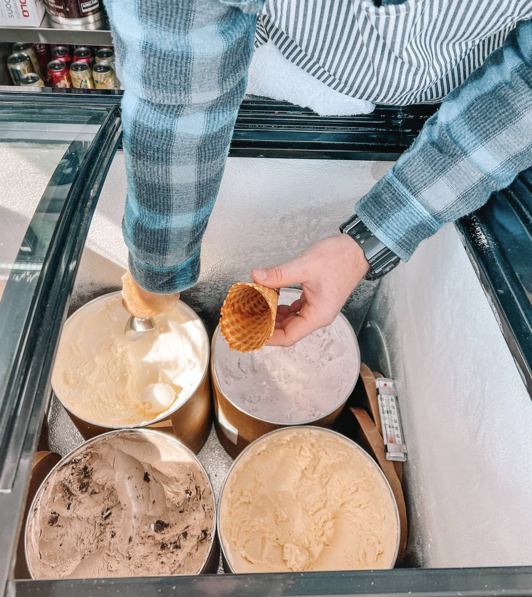 Scooping ice cream