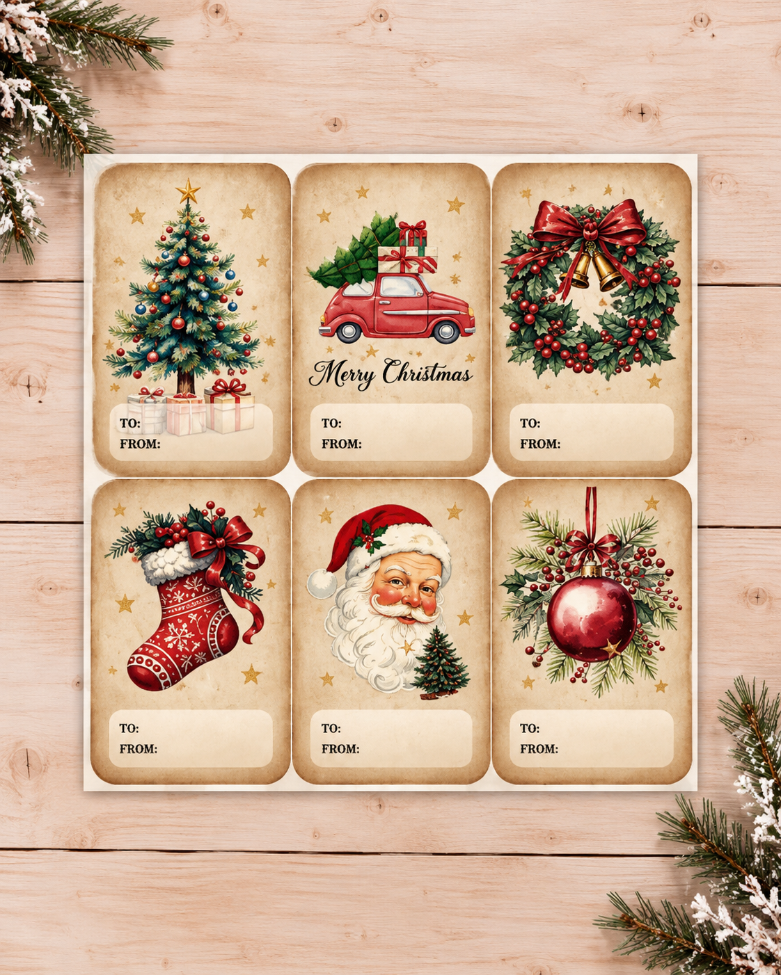 Vintage Christmas tags  (12ct)
