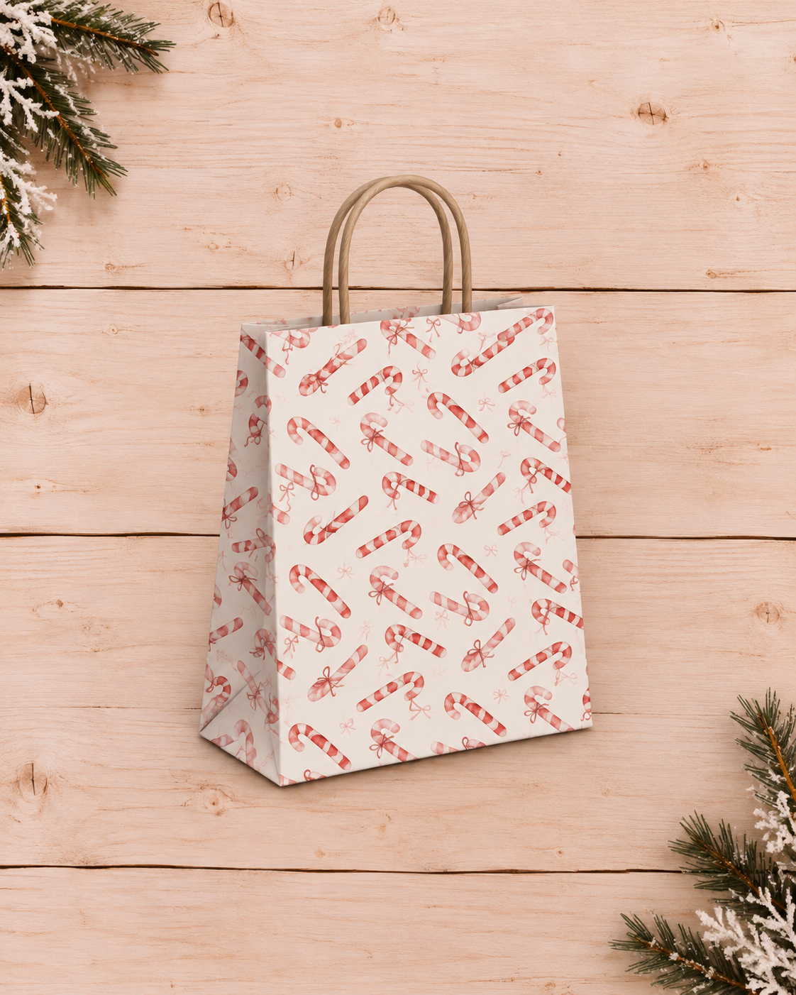 Candy Cane Gift Bag on Rustic Wood.png