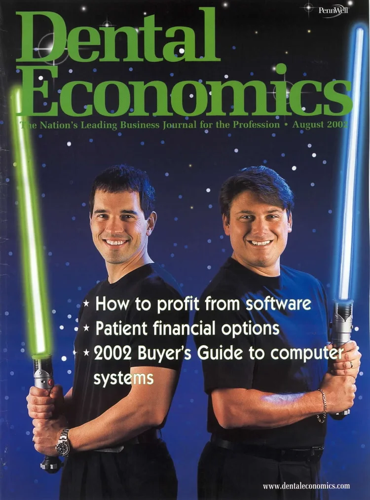 Dental Economics cover featuring Drs. Ritter and Ramsey, August 2002