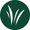 Green grass blade icon for landscape design services in Southlake TX