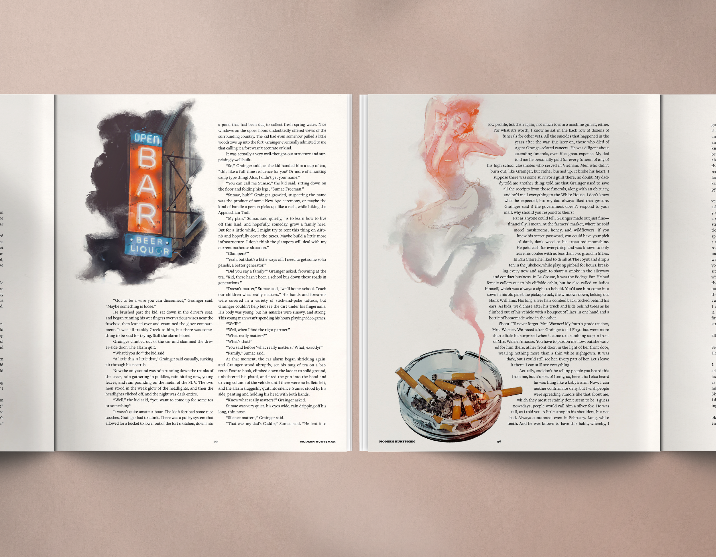 Spot illustrations for 'Driftless Diesel' a short story by Nikolas Butler.