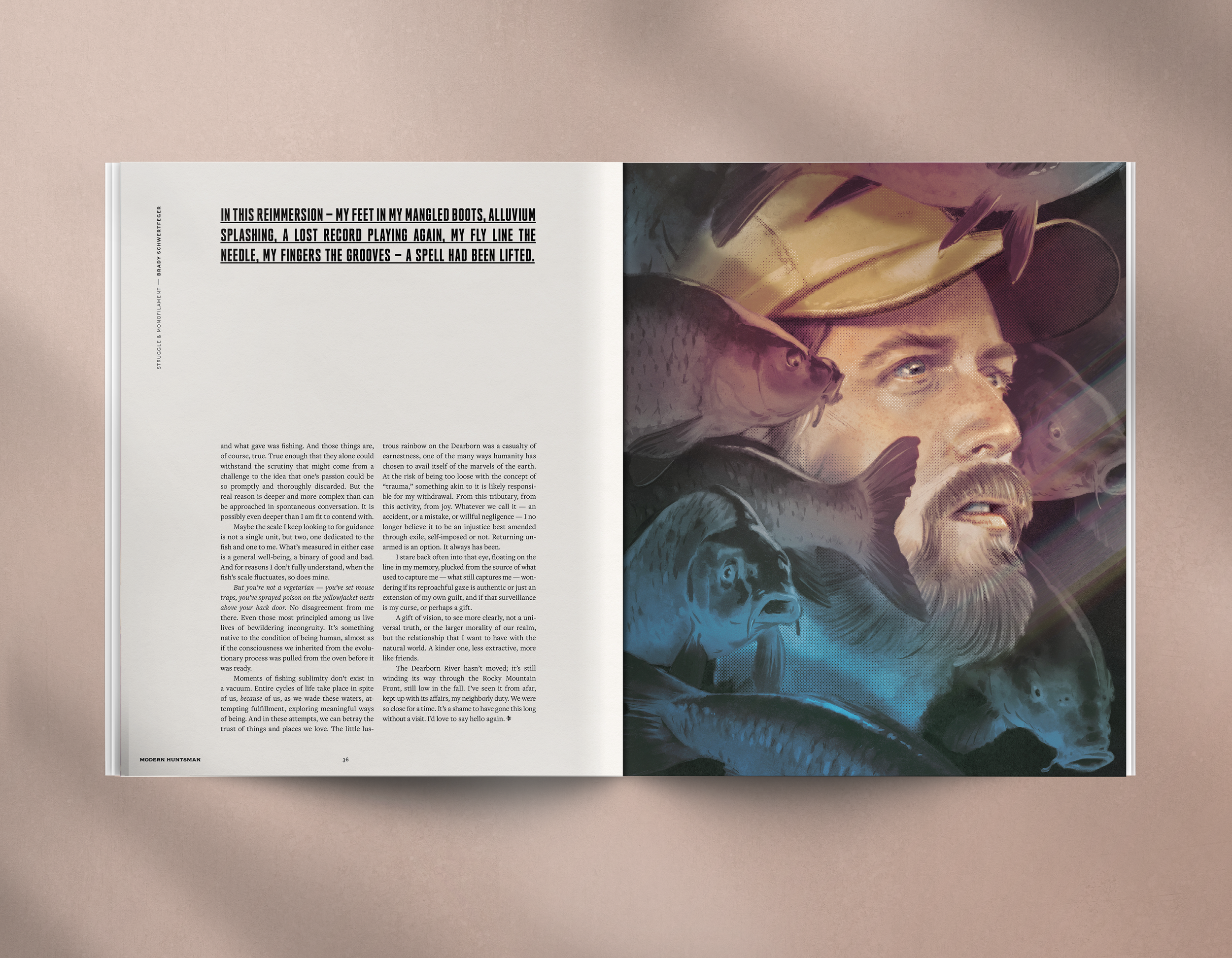 Full page portrait of the author for 'Struggle & Monofilament' an essay by Brady Schwertfeger