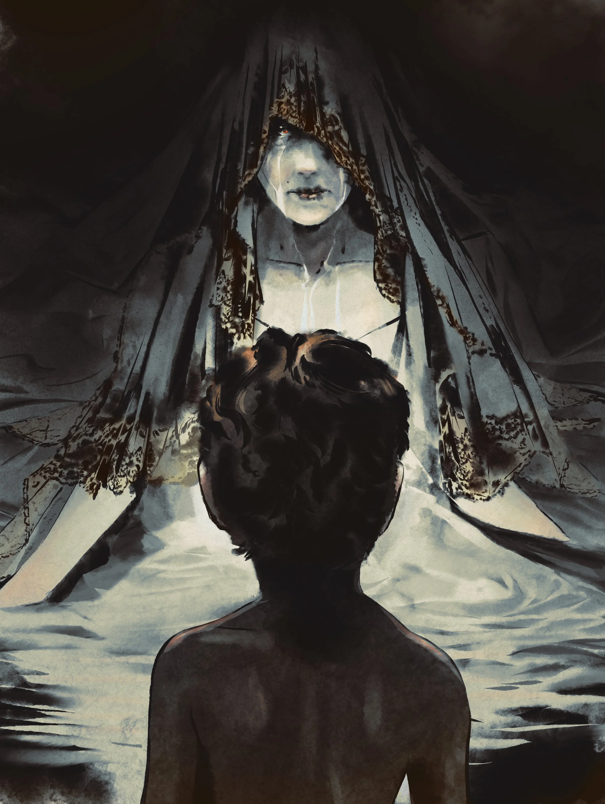 Crop from a full page illustration for 'The Legend of La Llorona' 