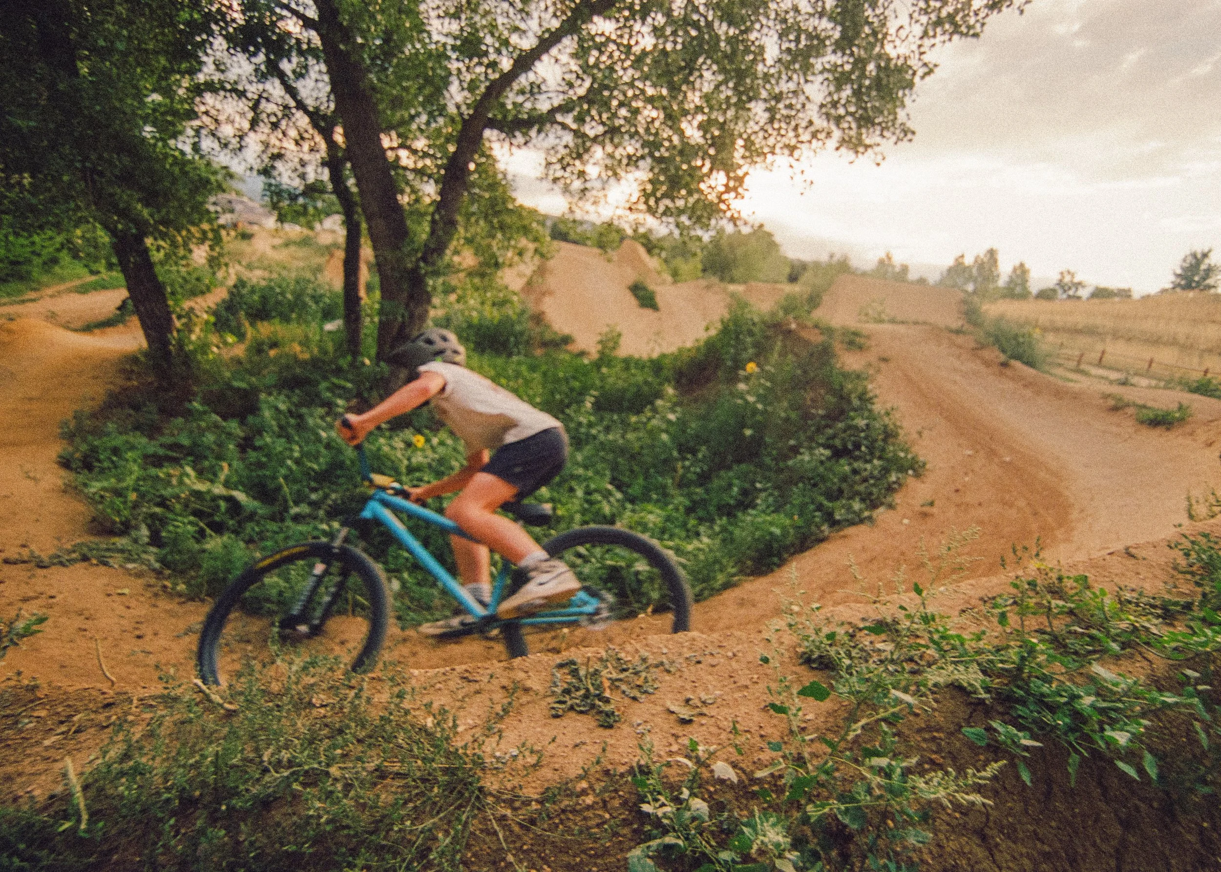 35mm Film Photo of Biker riding a berm
