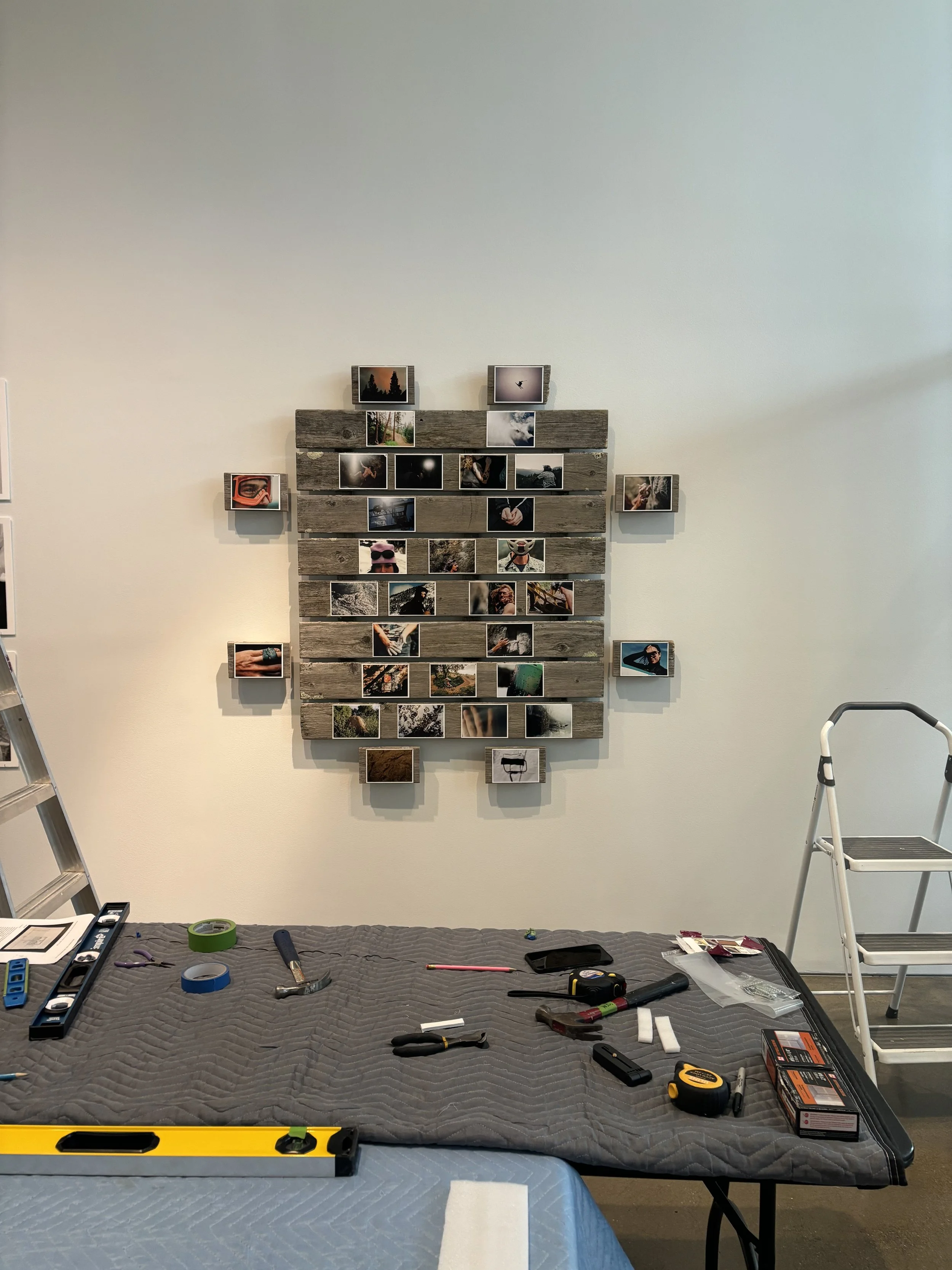 Photo of Colins Senior Thesis, Printed photos on a dock