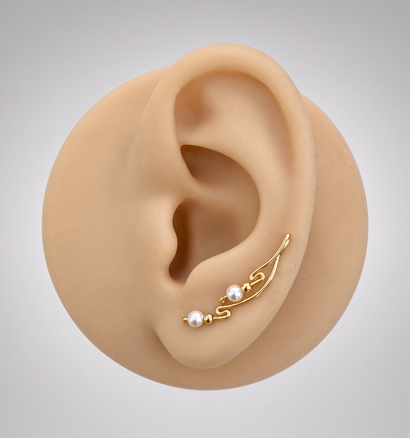 EAR-UPS  - "ARI"  - GOLD AND SWAROVSKI PEARL