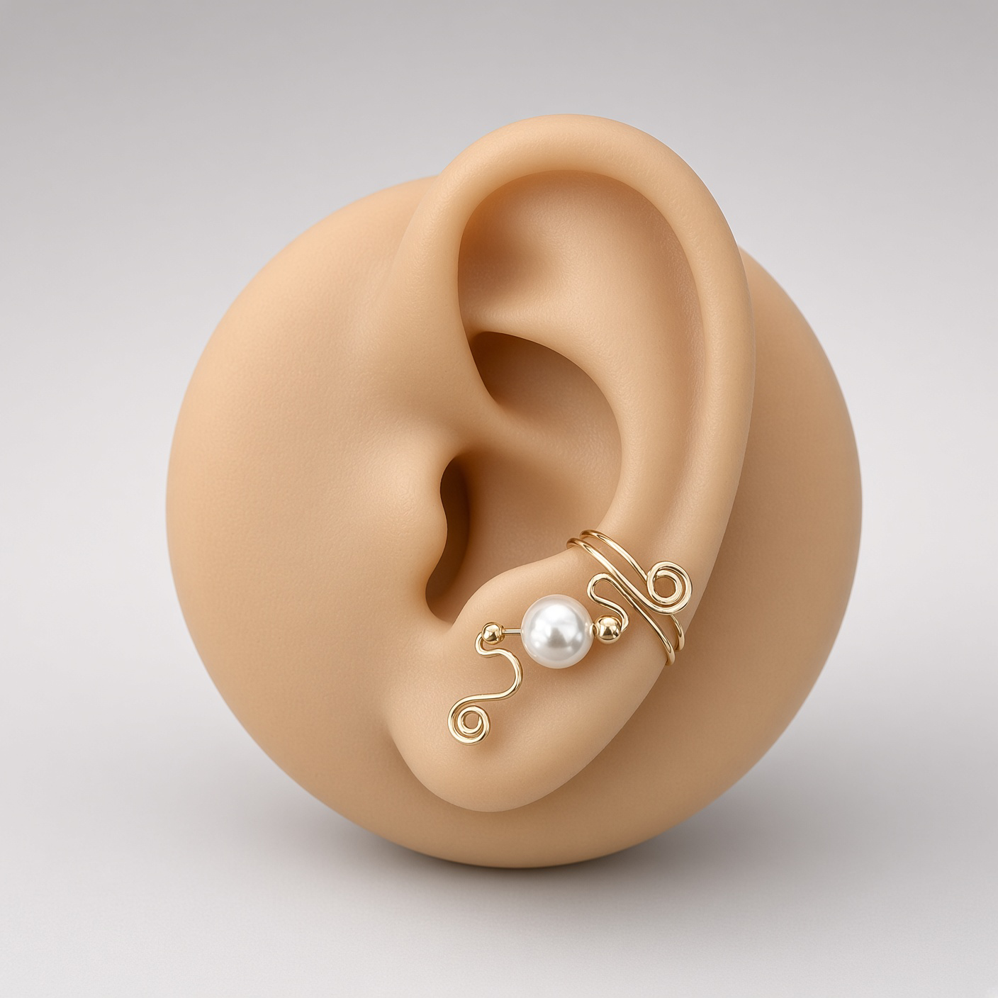 EAR-CUFFS - "JENN" - GOLD AND SWAROVSKI PEARL