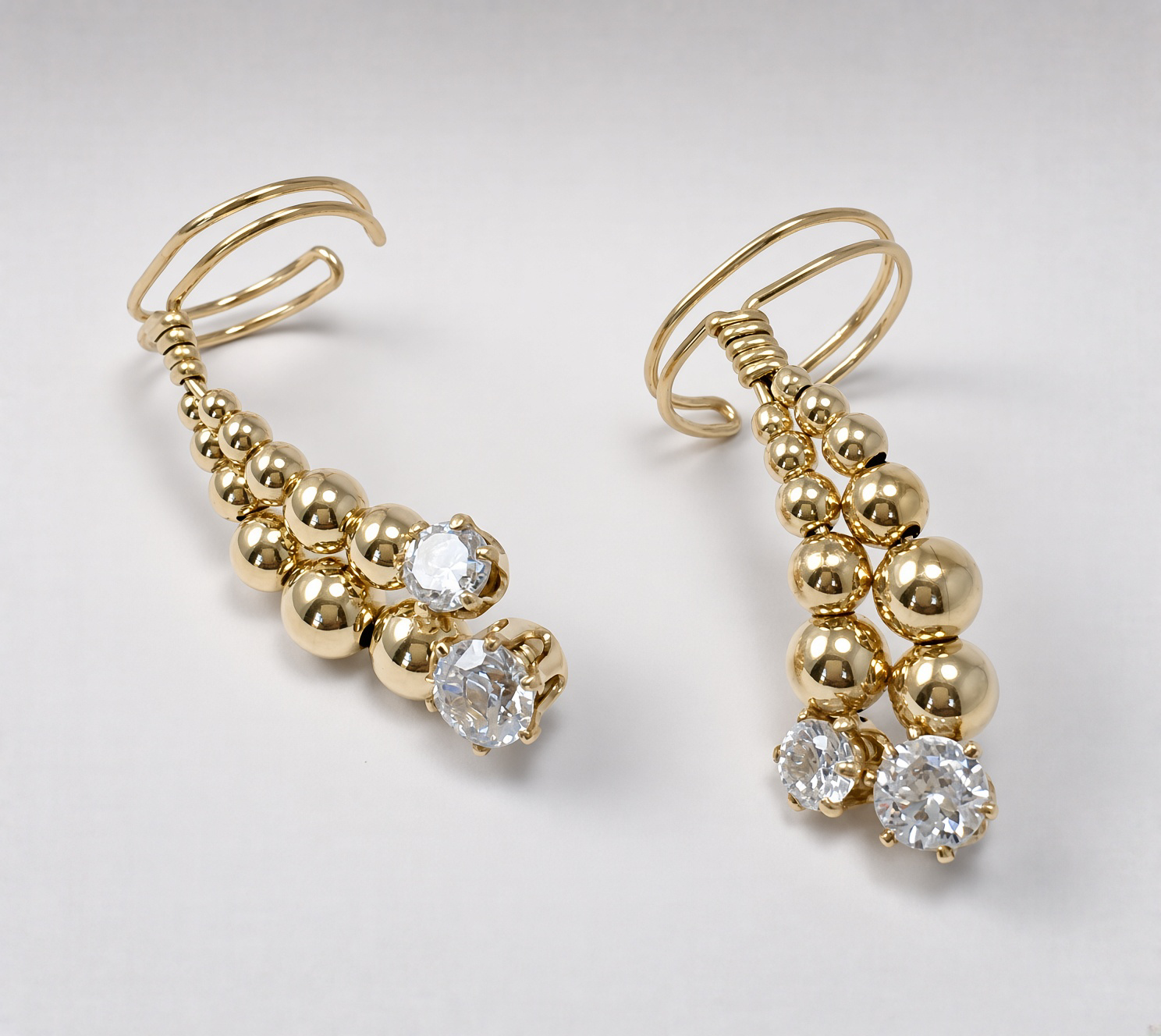 EAR CUFFS - "ANNIE" - GOLD - CUBIC ZIRCONIA