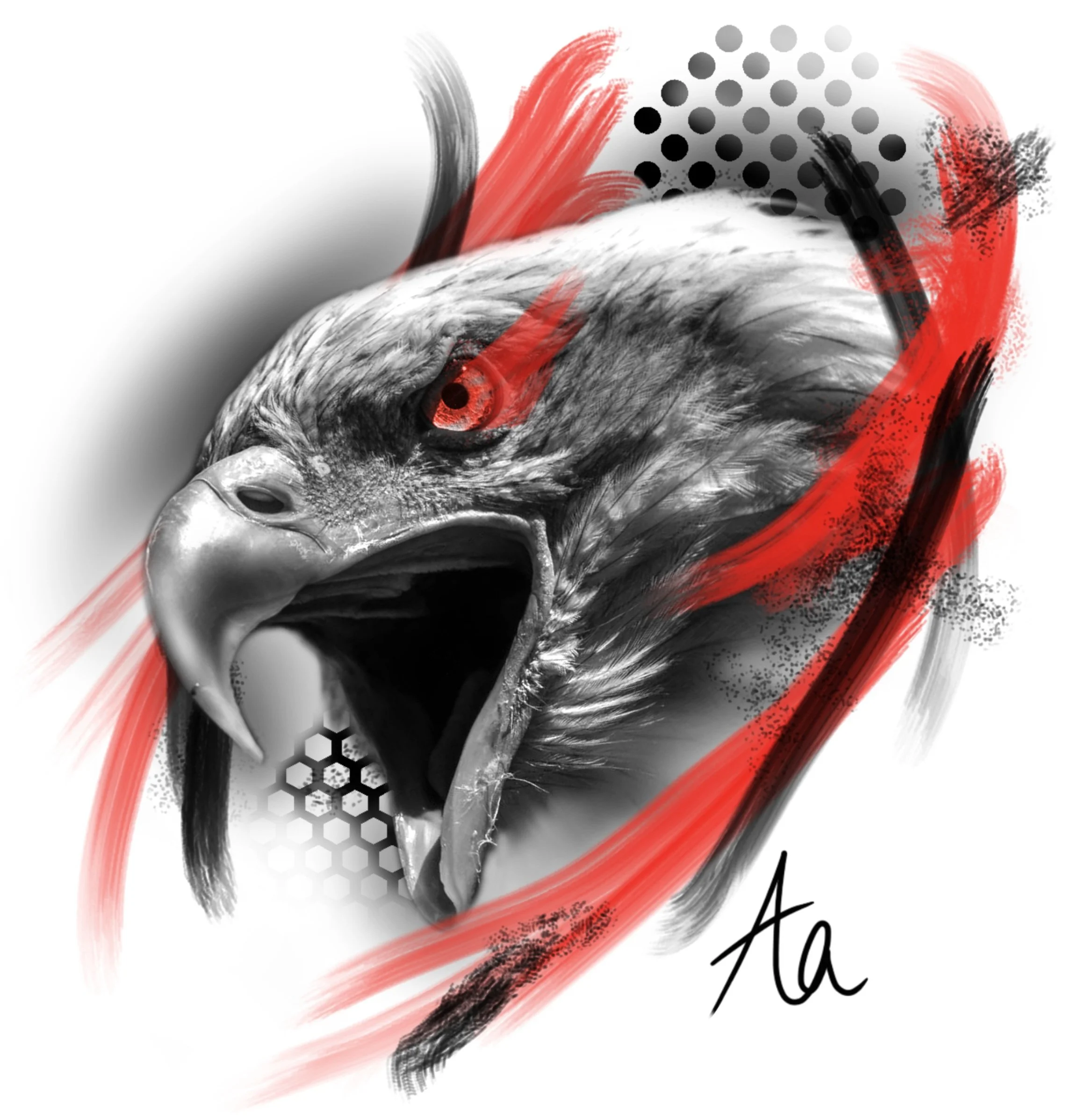 Abstract black, red, and gray brush strokes with patterns, overlaid with the words 'Data' and 'A' in stylish font.