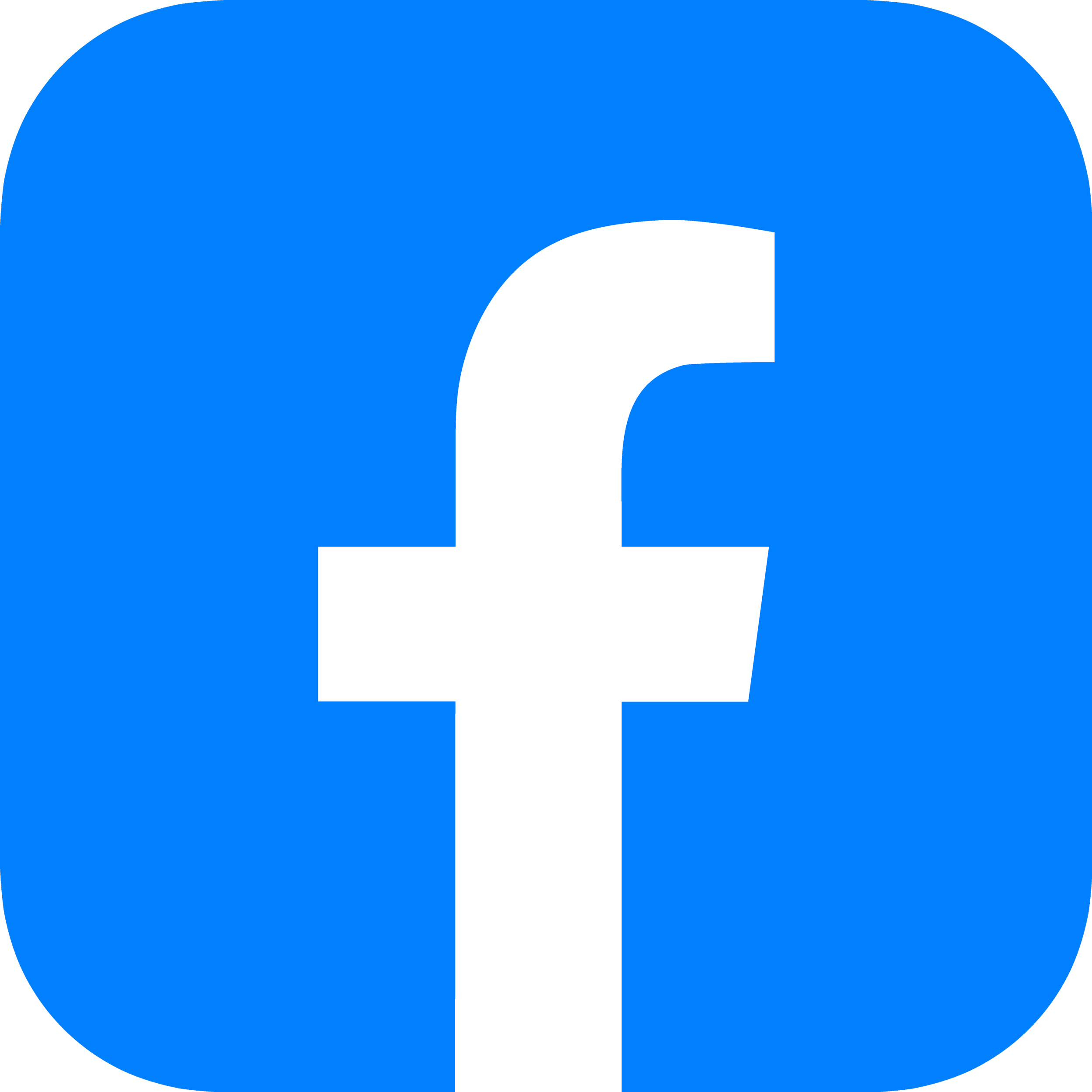 A stylized blue and white Facebook logo on a black background.