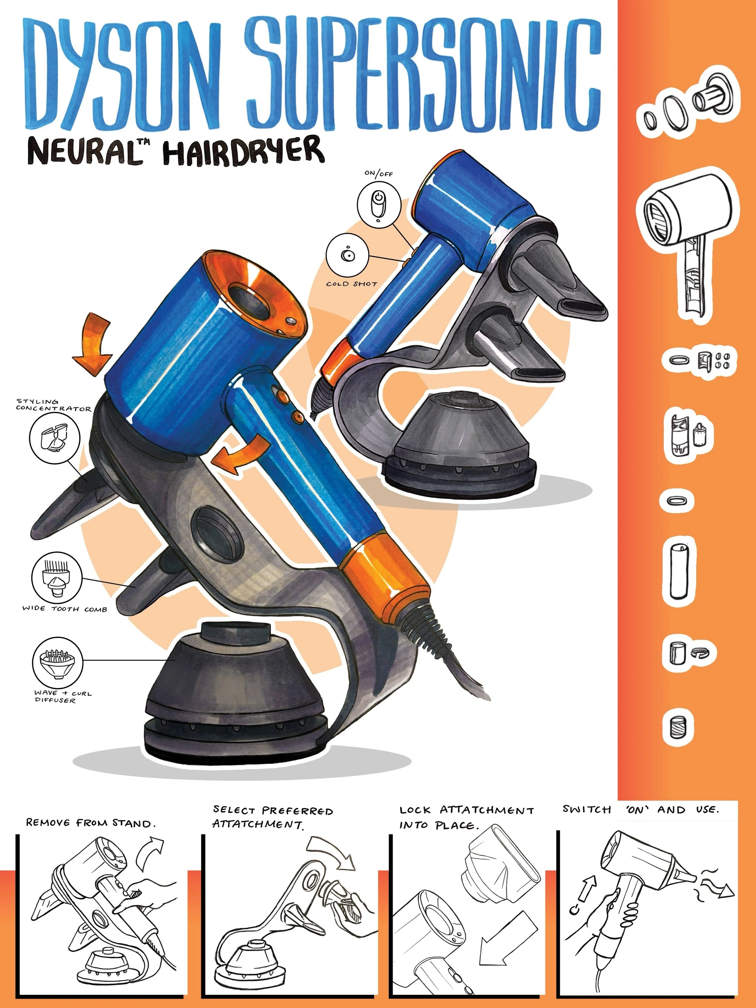 AD 146 (design drawing I) final project

goal: advertise and explain a product using clear, attractive visuals. include multiple angles, an exploded view, and storyboard. 

#industrialdesign #designdrawing #productdesign #storyboard #dyson