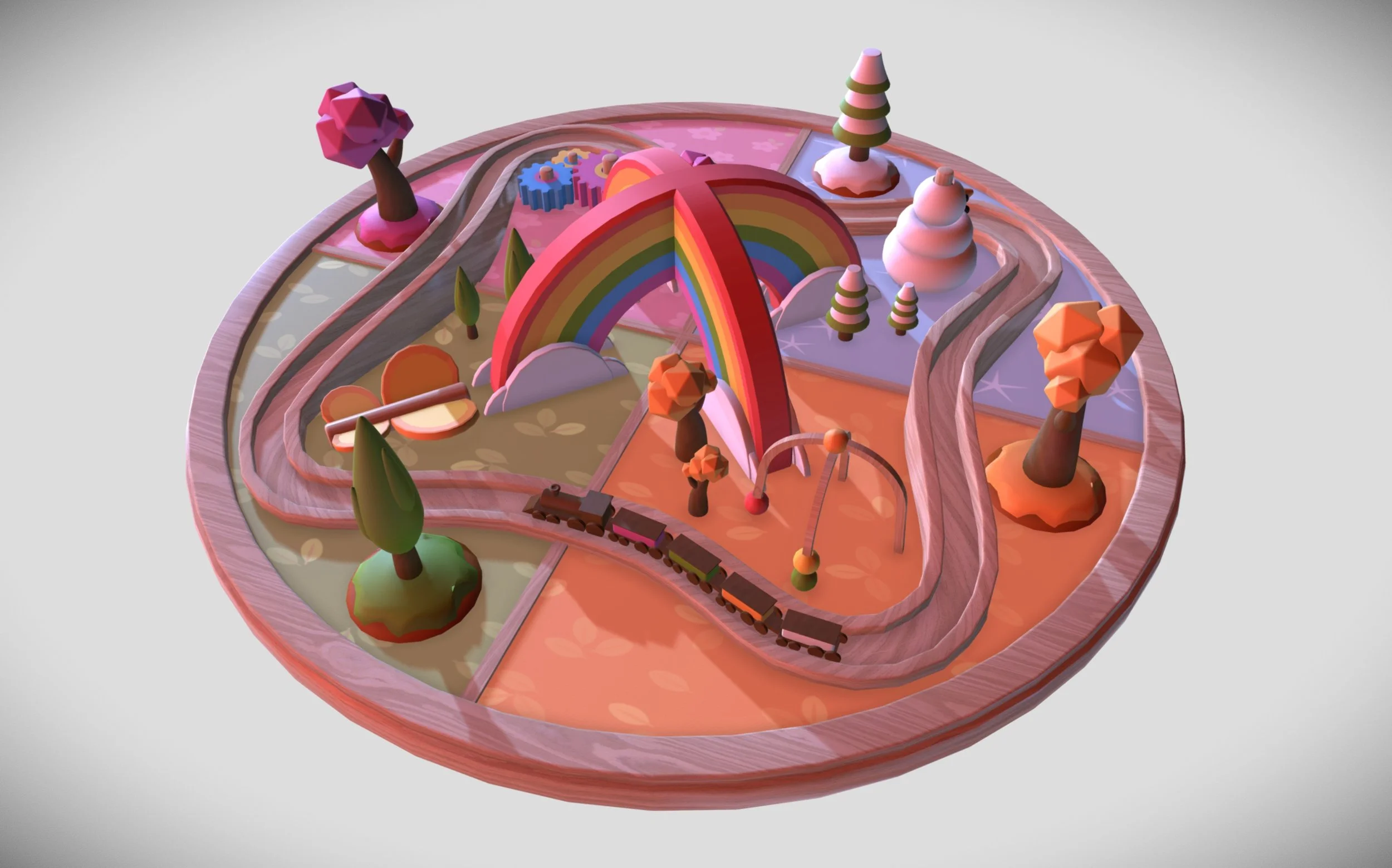 CGT 116 final project
goal: model a themed children's play table

textures (barring wood) created in adobe illustrator and applied in maya. 

maya model transferred into sketchfab for final lighting + close-up shots. 

#3dmodeling #sketchfab #cgt #ma