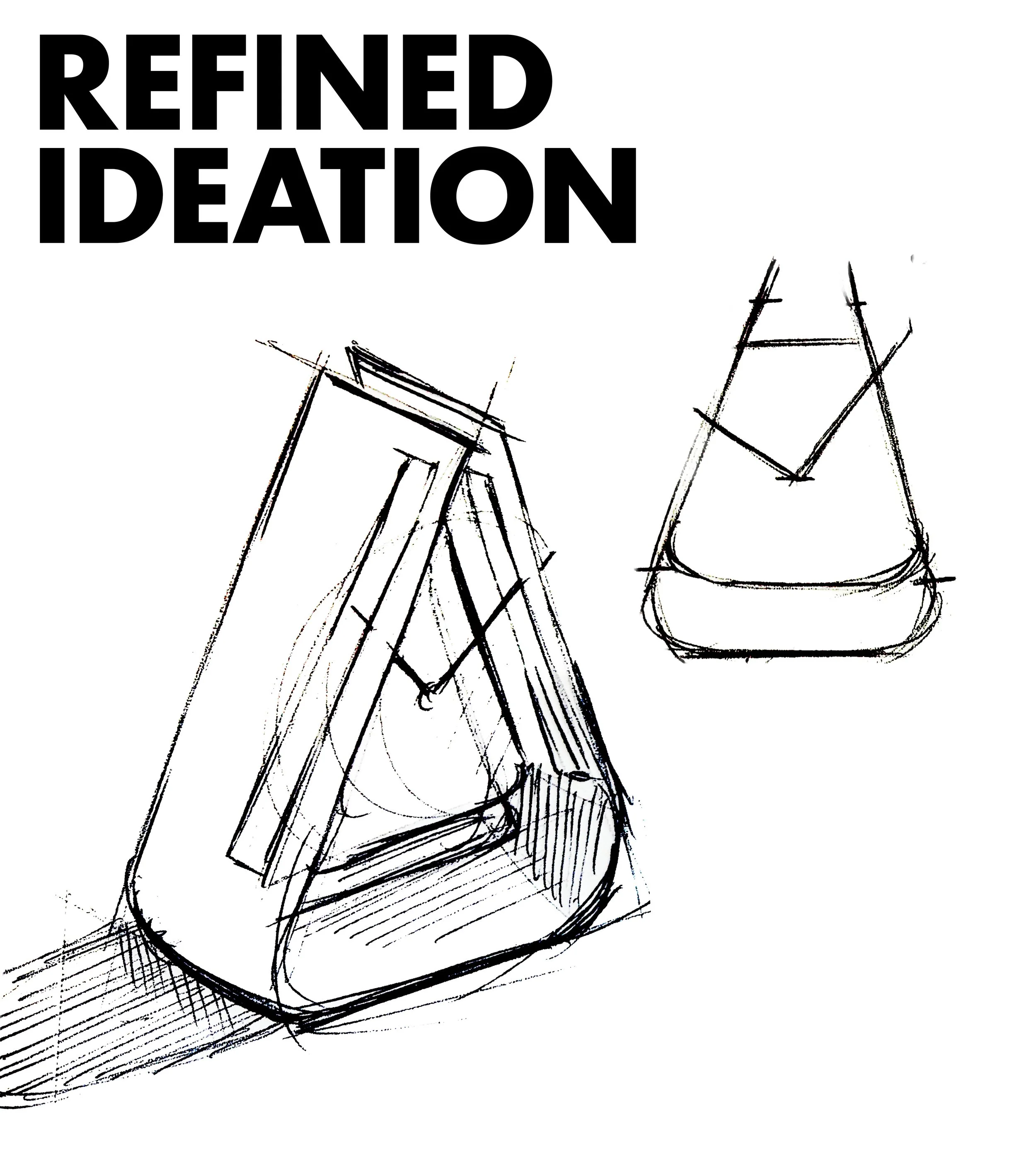 Sketch of a laboratory flask with ink or liquid inside, drawn with loose, overlapping lines.