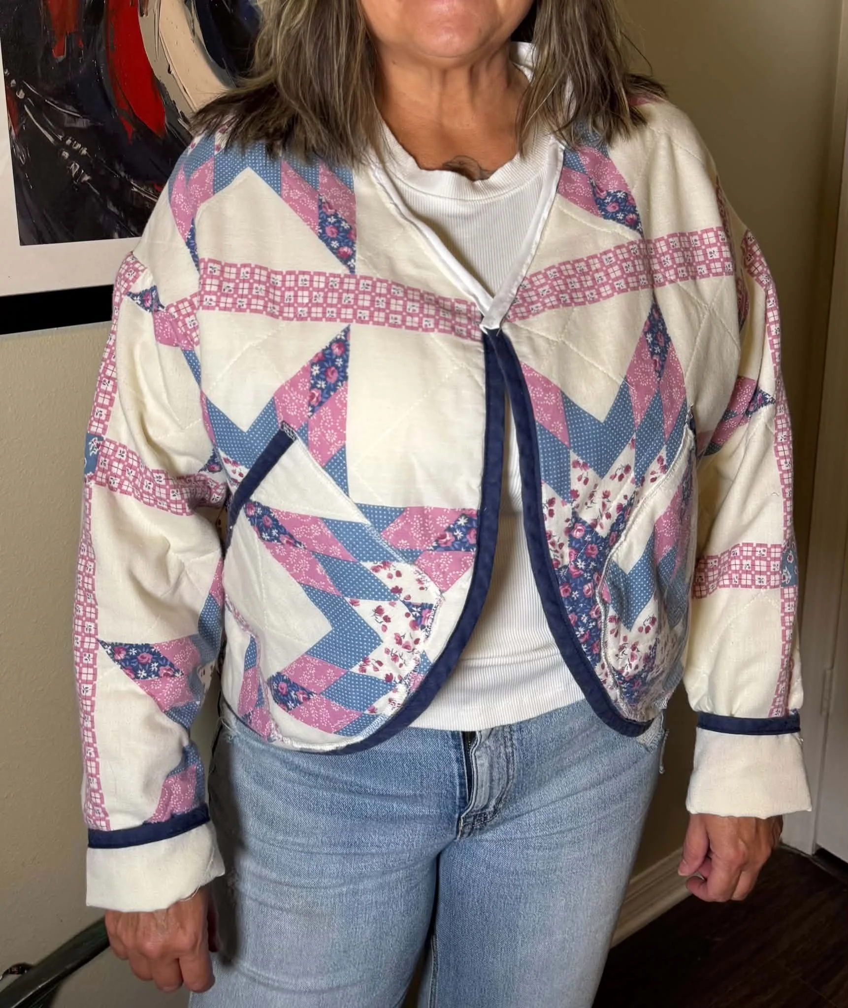 Cropped fit Patchwork Quilted Jacket