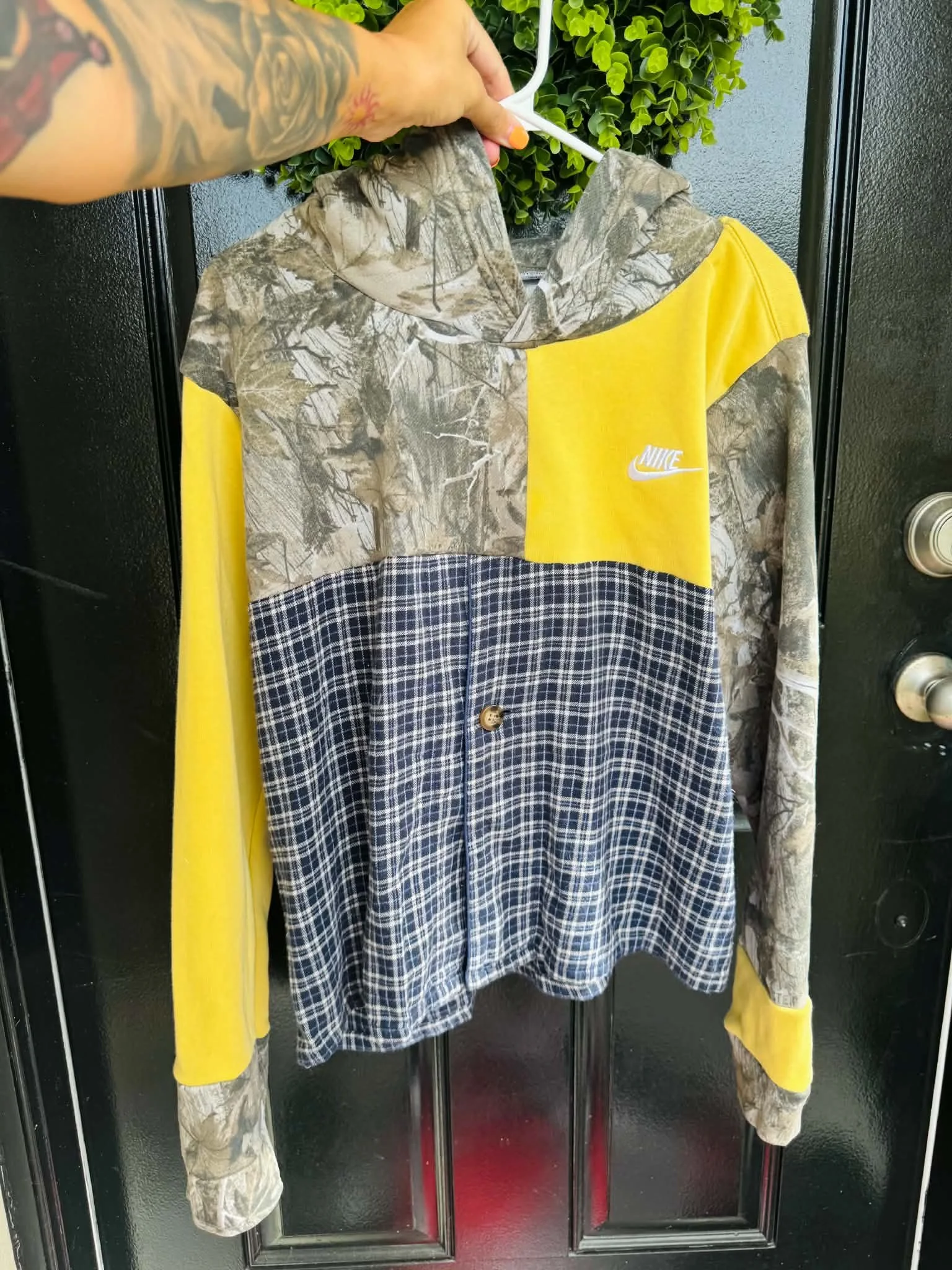 Nike Patchwork Camo & Plaid Hoodie