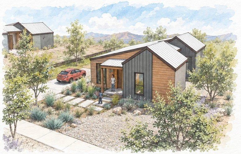 The Maroon, a two-bedroom ThroughLine Homes model