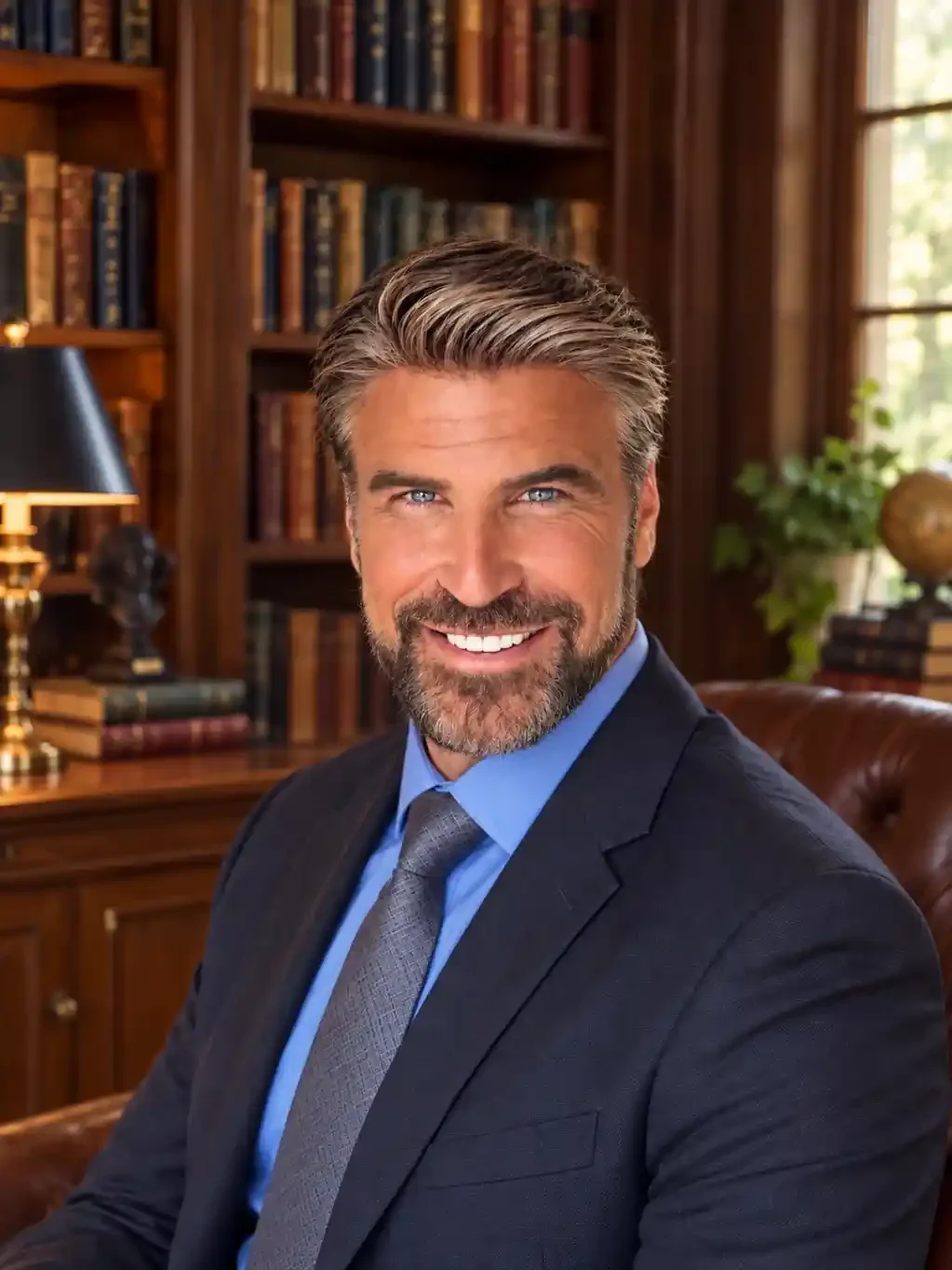Colbey Forman, PhD, founder of Psychoneurology, seated in his library office.