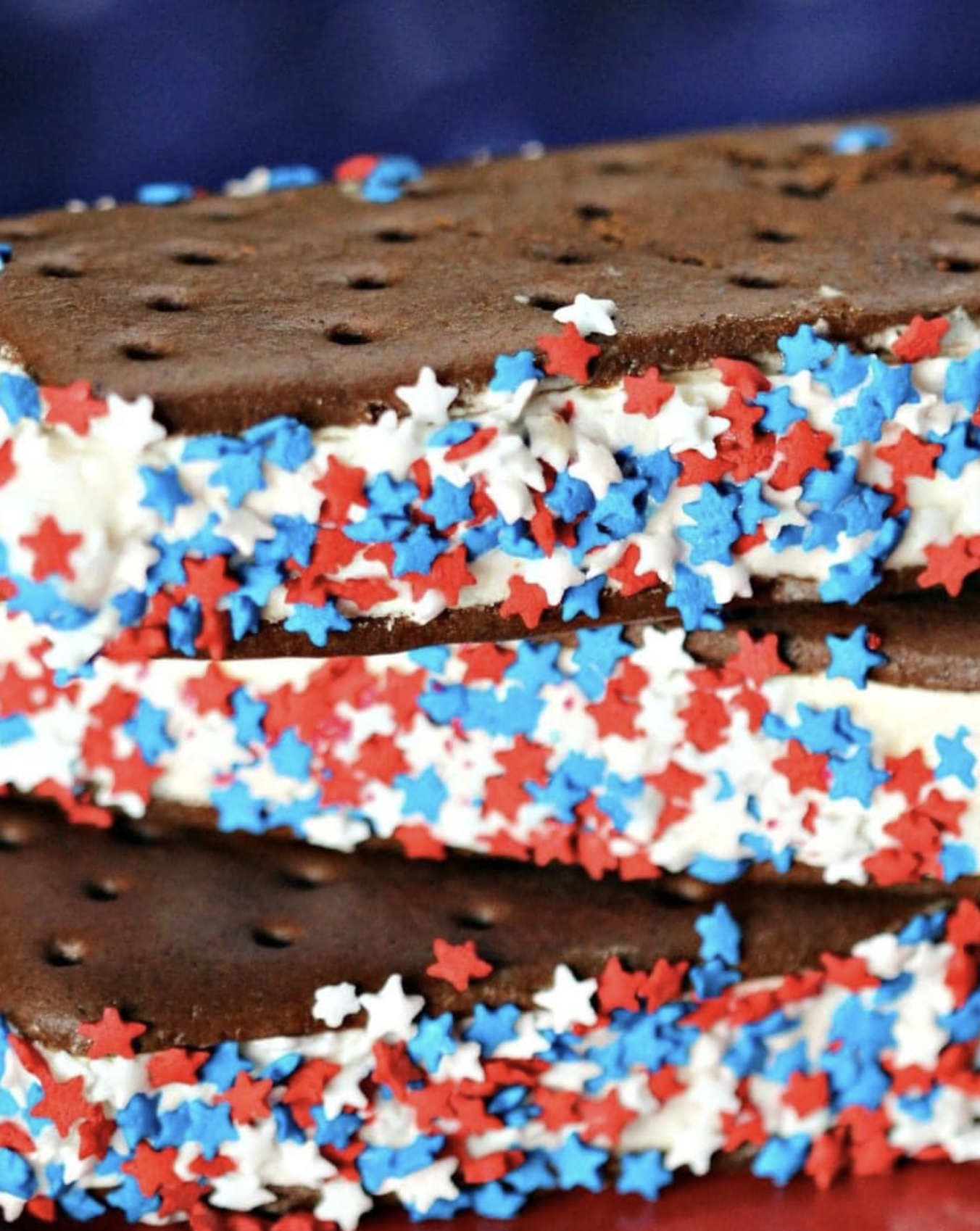 Red, white and blue sprinkle ice cream sandwiches