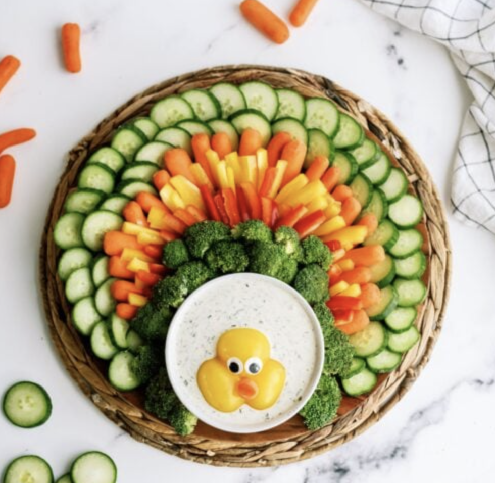 Turkey veggie tray with ranch dip