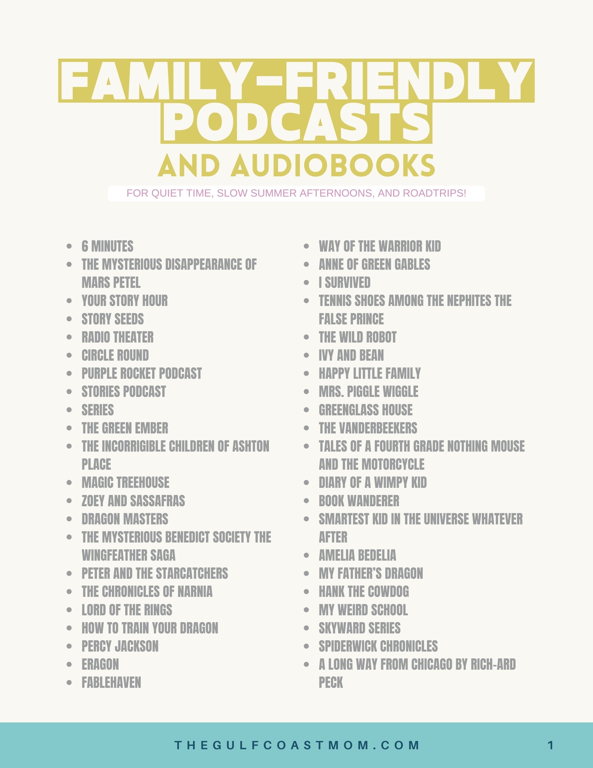 List of family-friendly podcasts and audiobooks, page 1