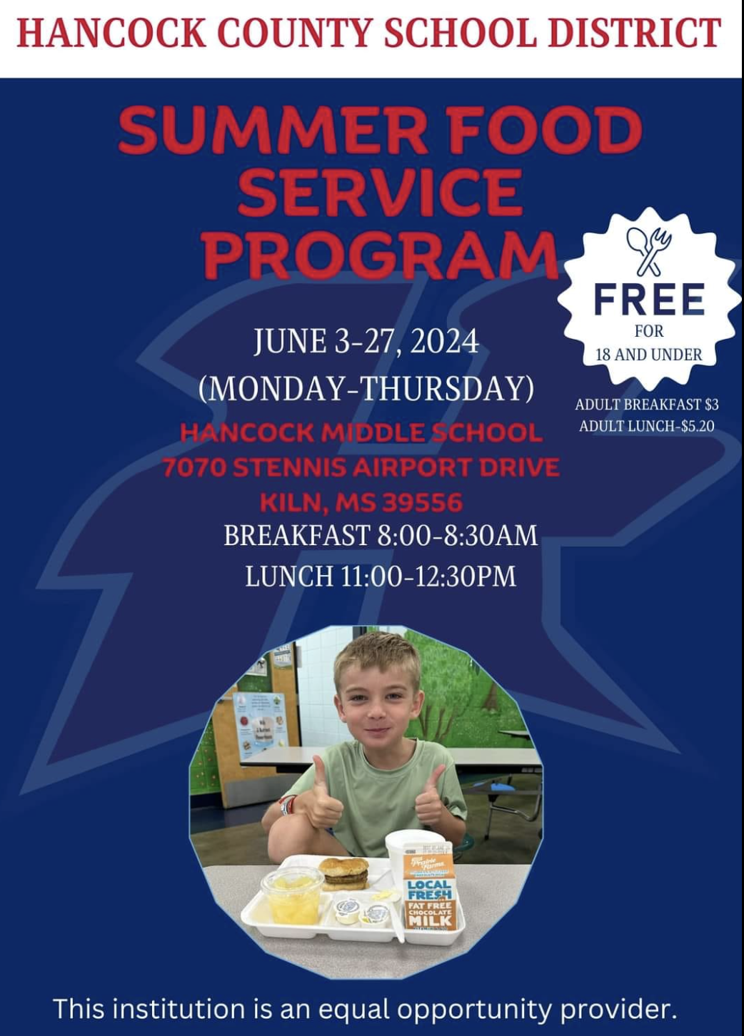 Hancock County School District summer food service program flyer