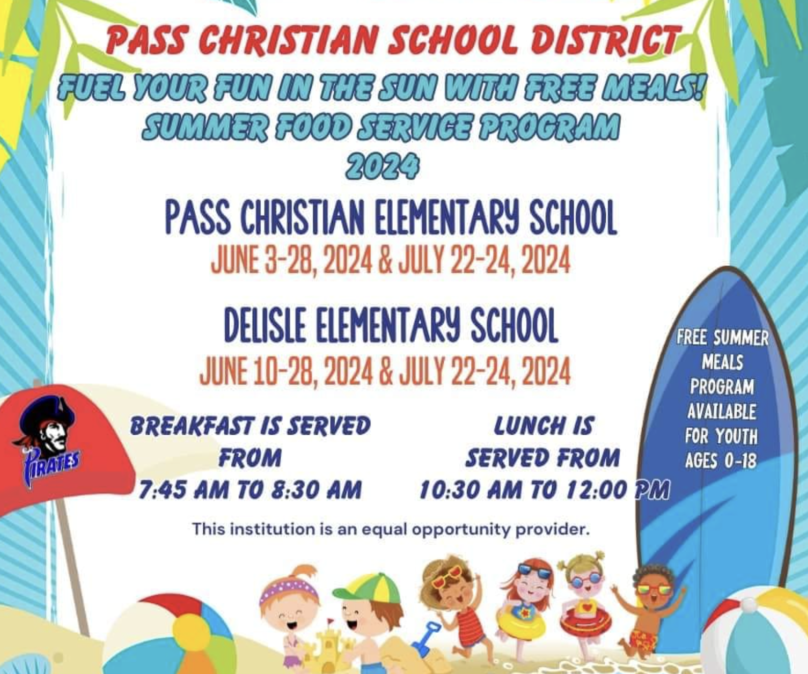 Pass Christian School District summer food service program flyer