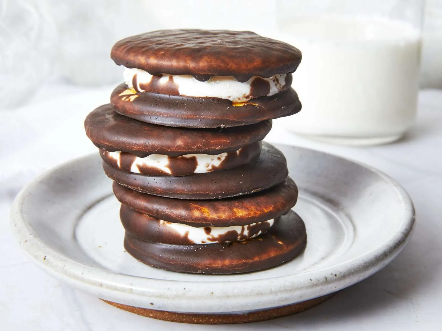 Stack of chocolate Moon Pies