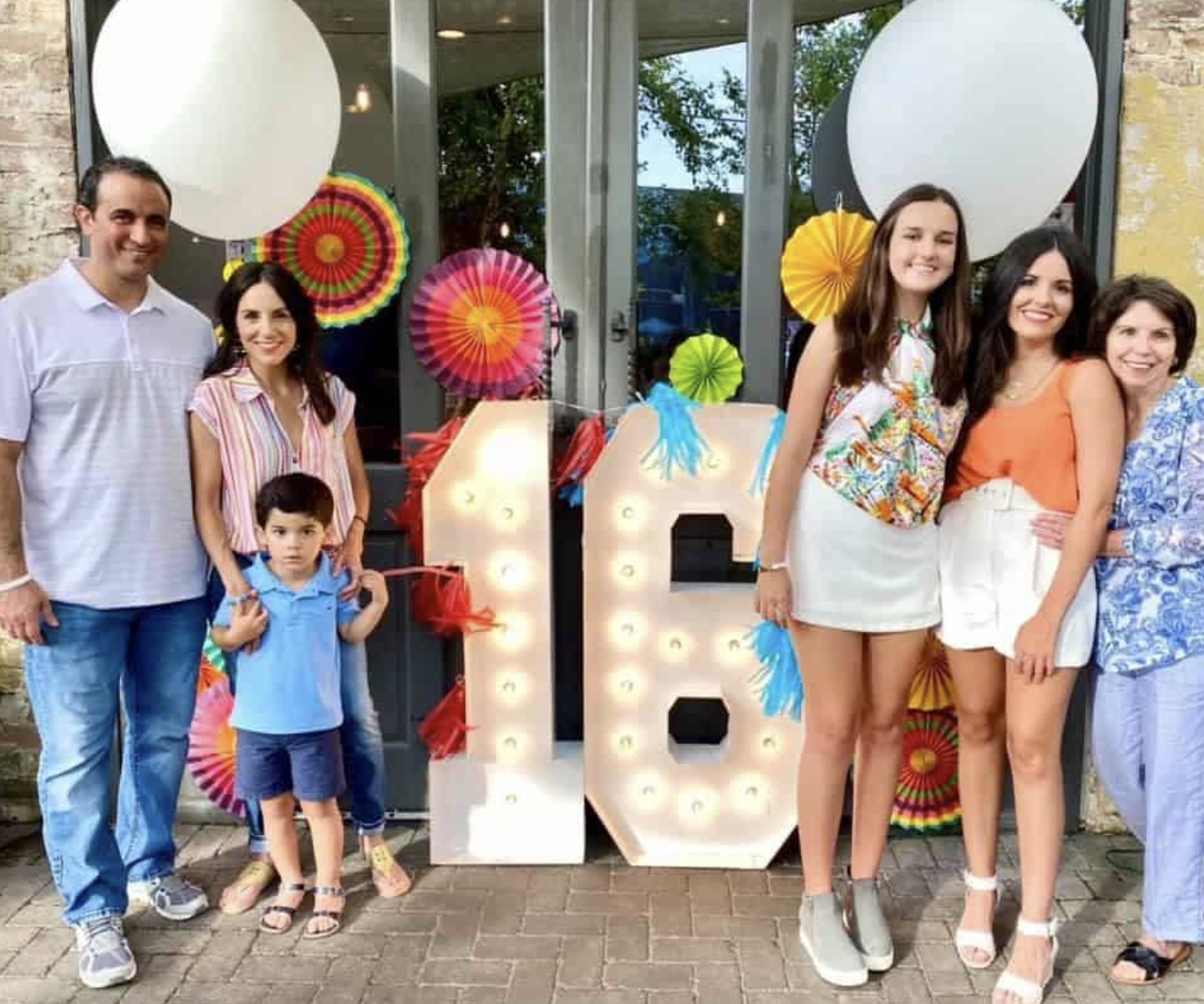Family celebrating a sweet 16 birthday party