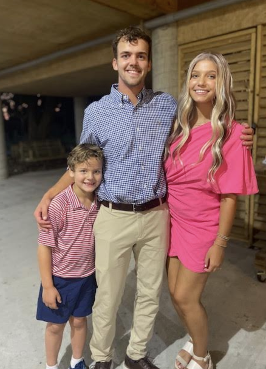 Family dressed up together outdoors