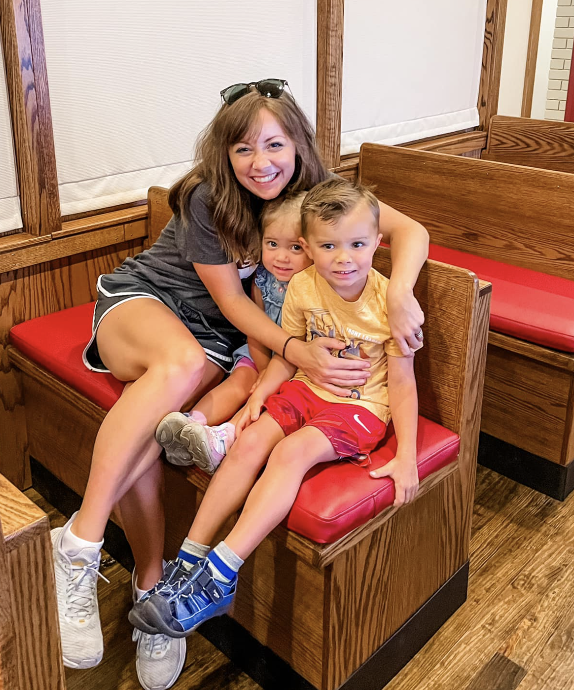Mom and her kids at TrainTastic in Gulfport