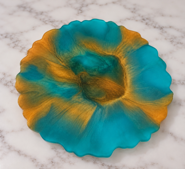 Turquoise & Gold Resin Tray