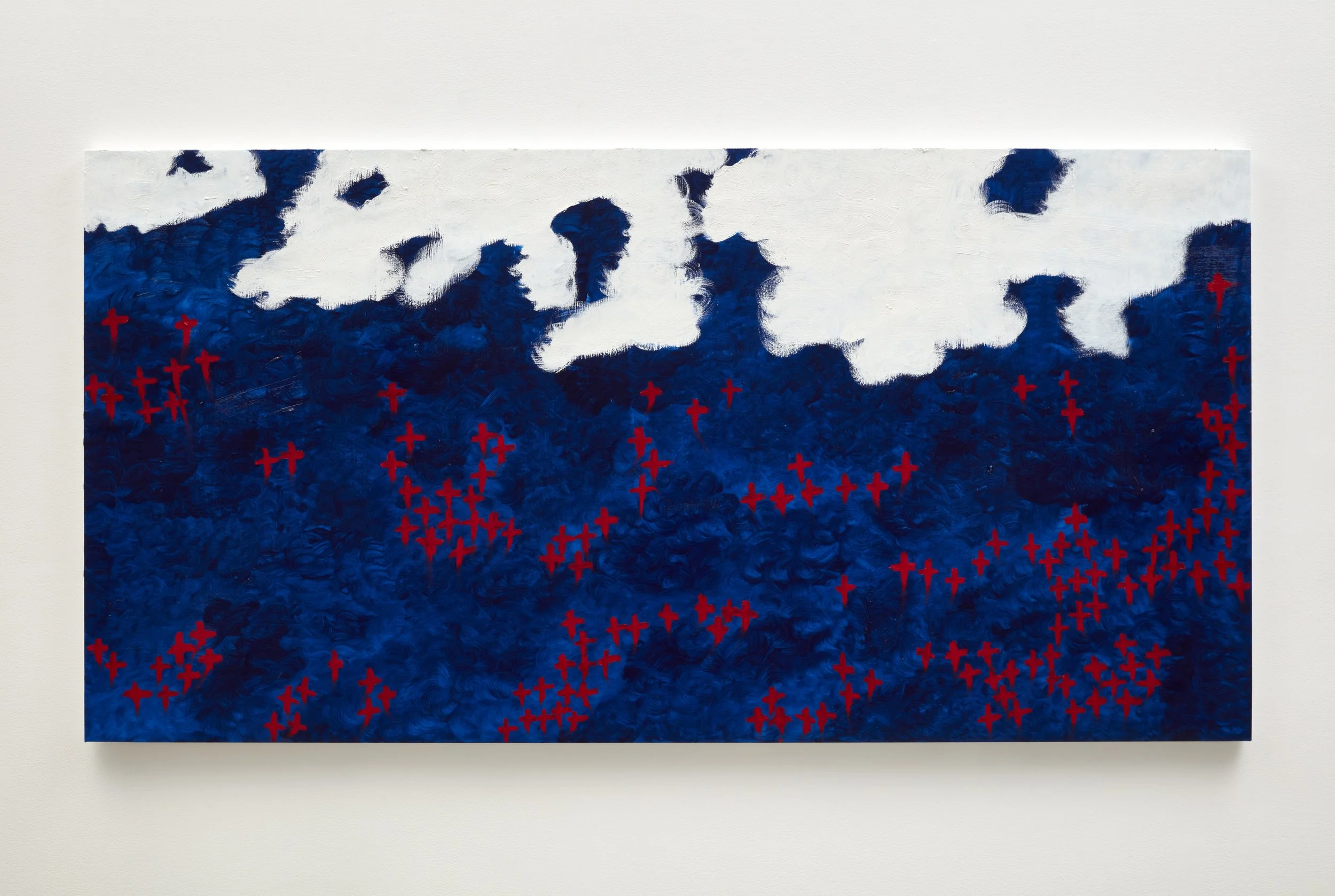  Constellation in Blue and Red, with Clouds , 2025 
Oil and oil stick on linen 
48 x 96 inches