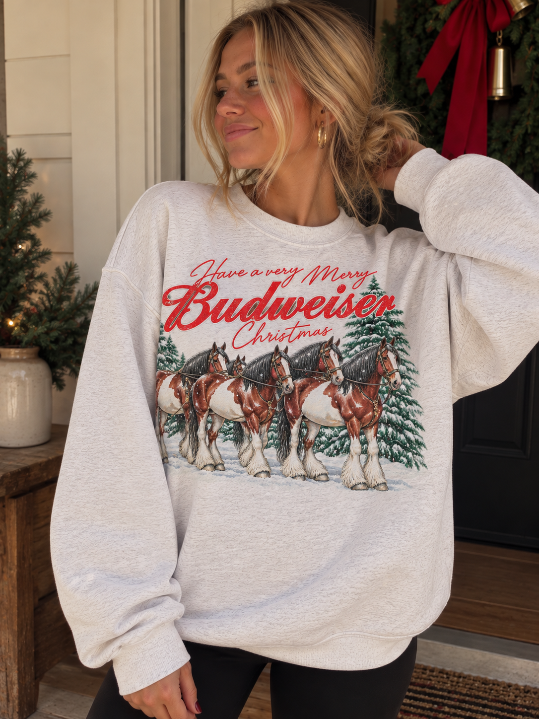Merry Budweiser Christmas Crewneck Sweatshirt