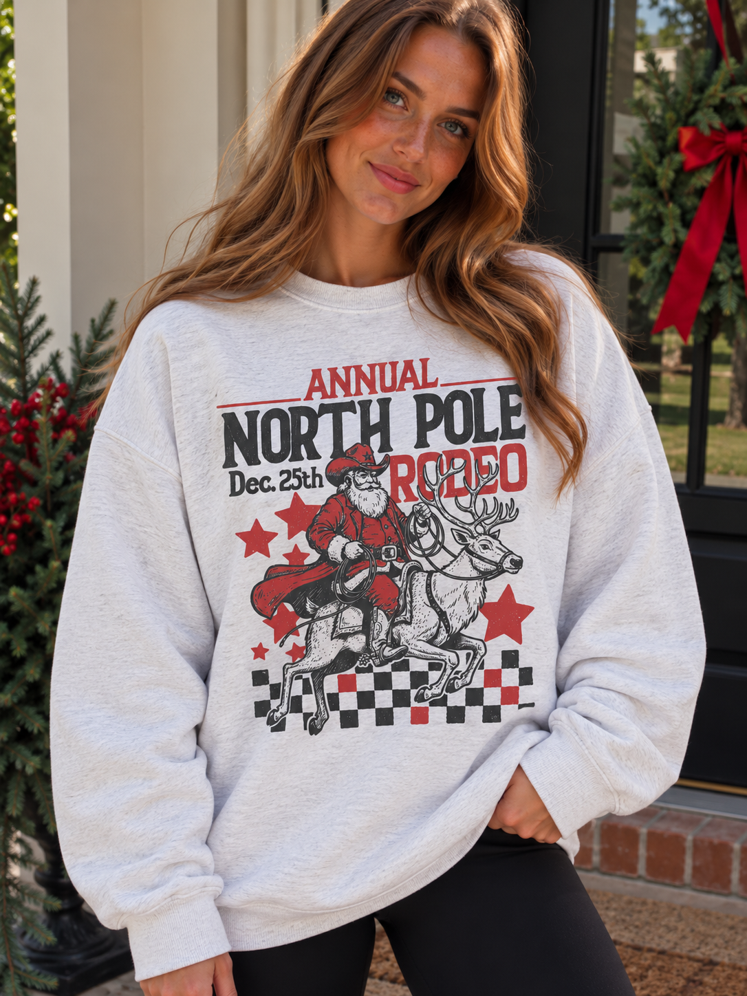 North Pole Rodeo Christmas Crewneck Sweatshirt