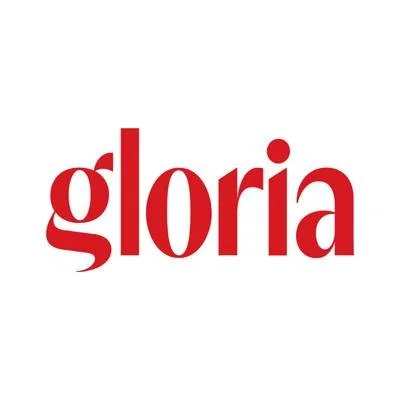 Red Gloria logo on a white background