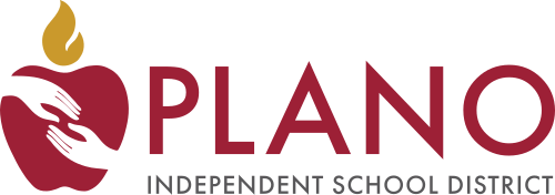 Plano Independent School District logo with red apple and flame emblem