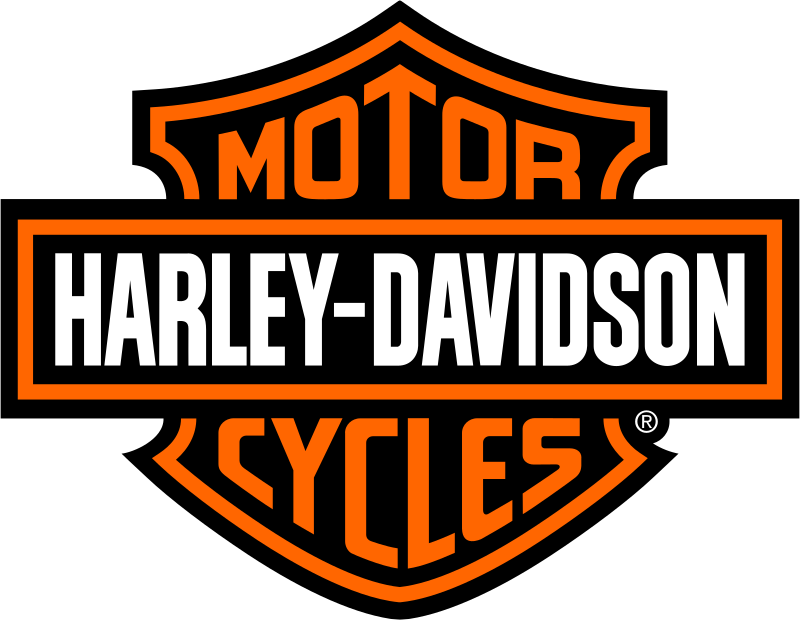 Harley-Davidson Motorcycles logo in orange and white on a black background