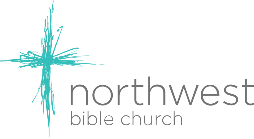 Northwest Bible Church logo with a turquoise abstract cross and gray text