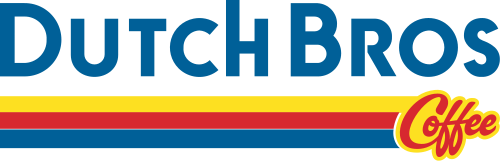 Dutch Bros Coffee logo in blue, yellow, red, and orange
