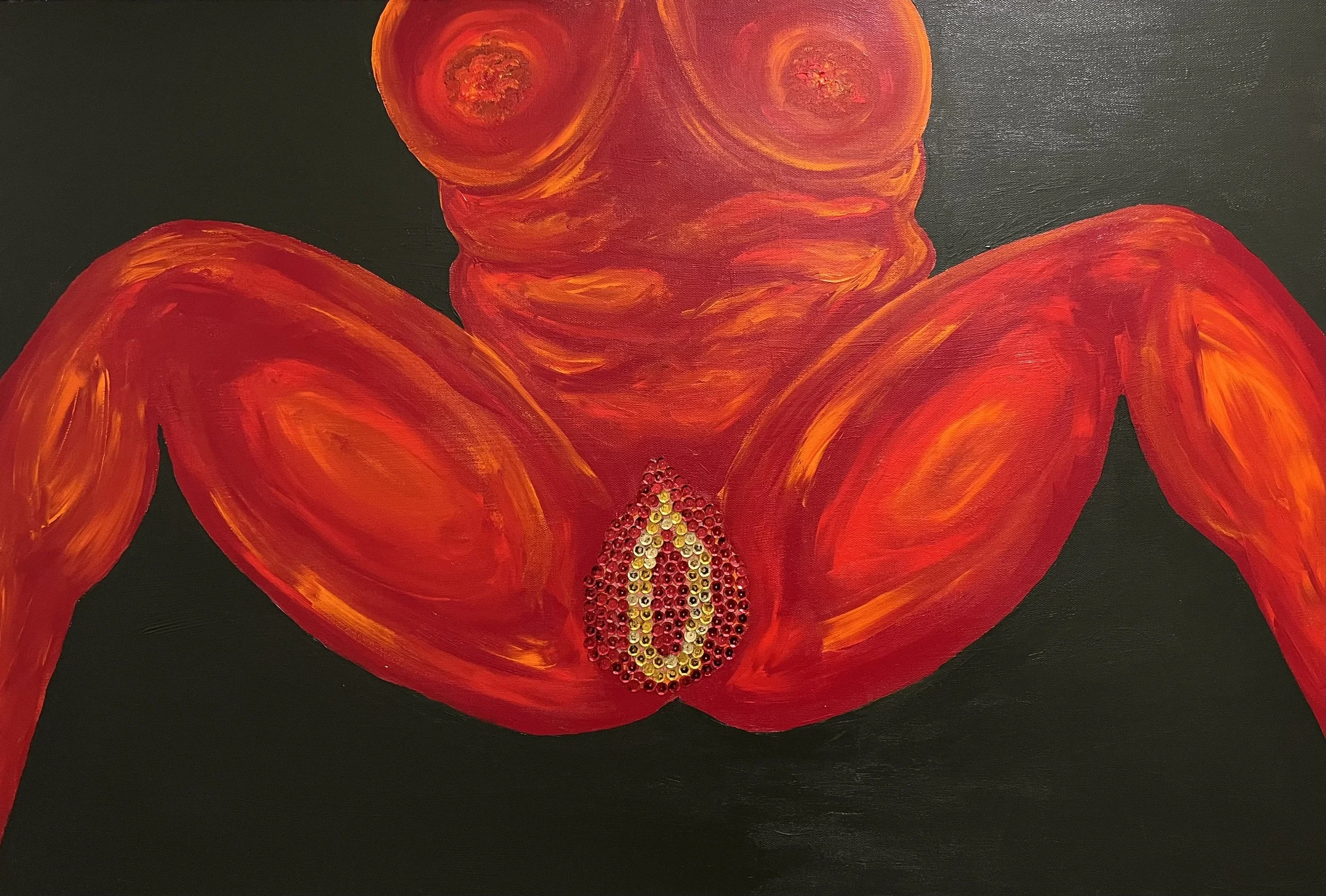 24x36 inches: “Espatarrá” Acrylic and sequence on canvas (2024)