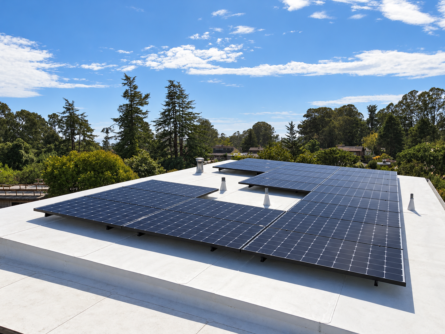 Flat roof solar array, Santa Cruz County