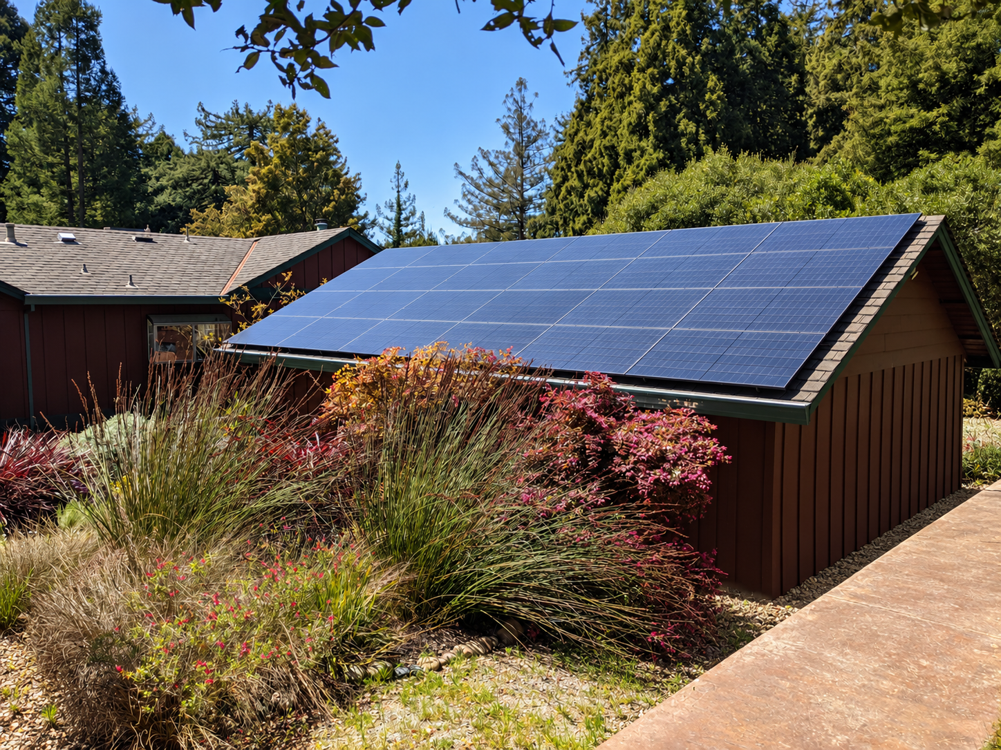 Rooftop solar installation on wood-sided home, Santa Cruz County