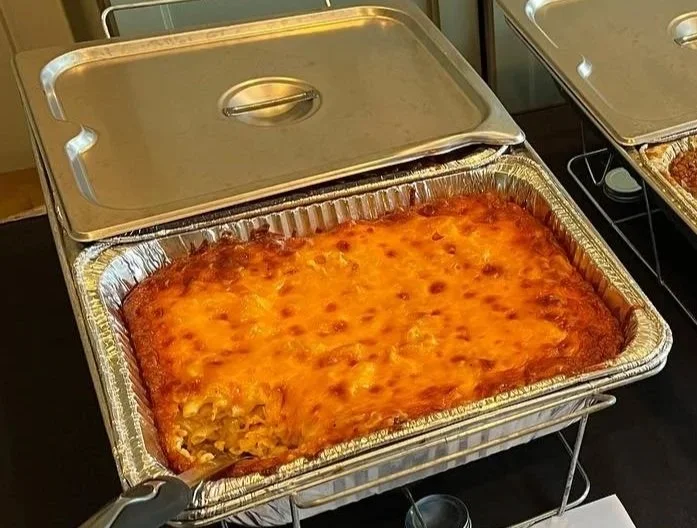 a picture of mac and cheese in a tray